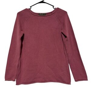 Eddie Bauer avg Rill Beck Sweater Size XS Mauve Pink Raglan Cotton Spring Fall